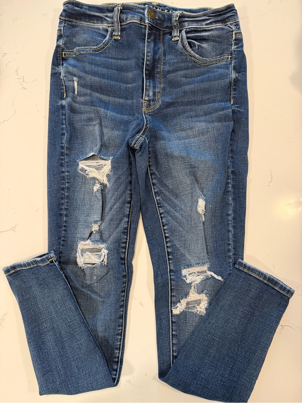 Women's Distressed Skinny Jeans - Blue
